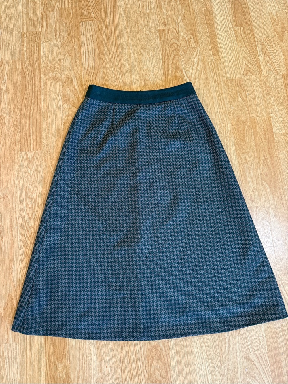 Simple Retro Vintage - Inspired Green Houndstooth A-Line  Women Skirt - Size S - Picture 2 of 14